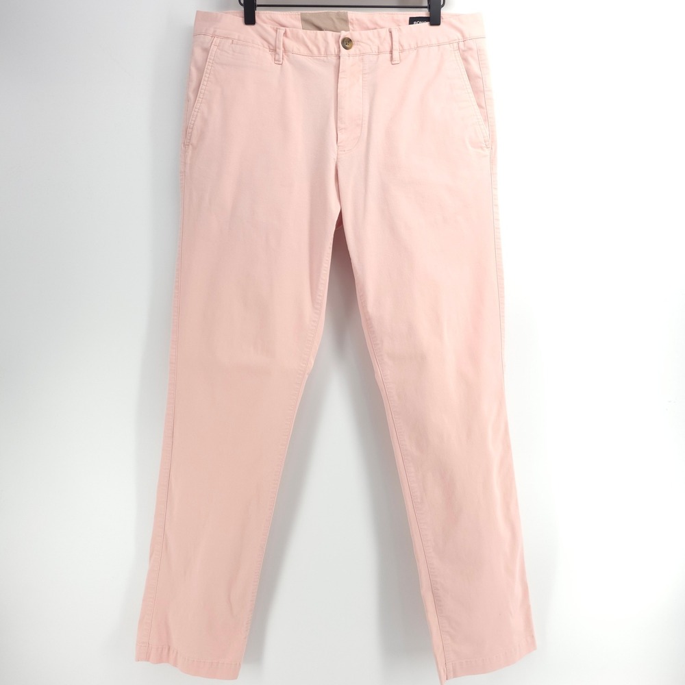 Bonobos Mens Slim Pants Chino 33x32 Pink Stretch Casual Trousers